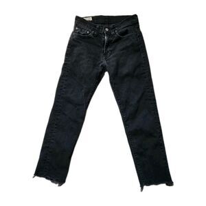 Levi’s 511 Mid Rise Skinny Jeans Black Denim Raw Hem Womens 28x23.5 Red Tab EUC